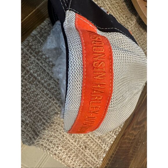 Harley Davidson Motorcycle Black Biker Hat Dad Cap Black Orange Adjustable Wisco - Picture 6 of 6